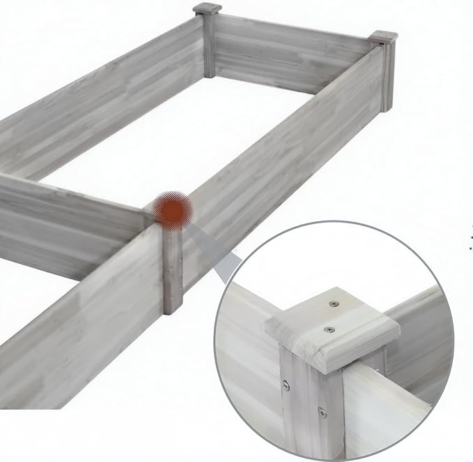8x2ft Outdoor Wooden Raised Garden BedElevated Planting Planter Box for Vegetables/Garden/Lawn/PatioGray 96 x 24 x 9in