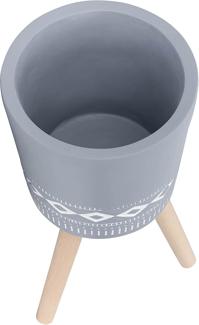 S2 1012 Diamond Planter W Wood Legs Gray (KD)