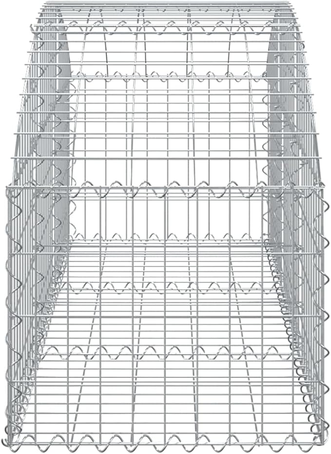 Arched Gabion Basket Silver Galvanized Iron 59.1x59.1x19.7 inch Heavy Duty Metal Retaining Wall Outdoor Landscaping Garden Border