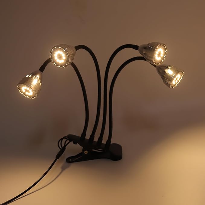 LED Grow Aluminium Alloy Light 4 Heads Bendable Adjustable USB Plant Light with Clip for Indoor - Full Plant Lights for Indoor Growing Light Grow Plants