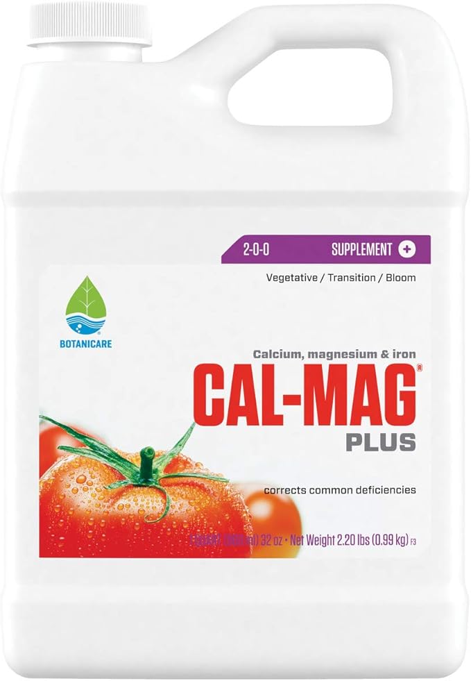 Botanicare Cal-Mag Plus A Calcium Magnesium And Iron Plant Supplement Corrects Common Plant Deficiencies Add To Water Or Use As A Spray 2-0-0 NPK Quart