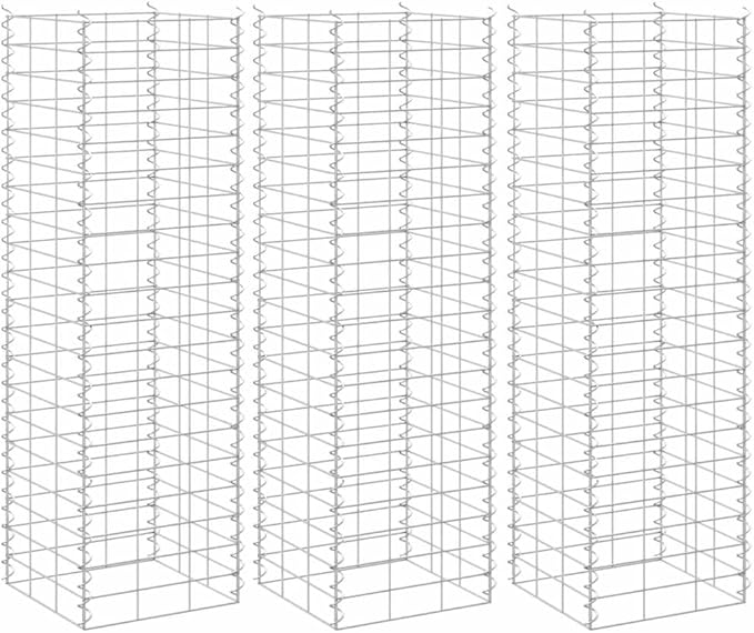 Gabion Raised Bed Silver Iron Medium Heavy Duty Metal Planter 3-Pack Cubic Outdoor Garden Beds for Vegetables Flowers