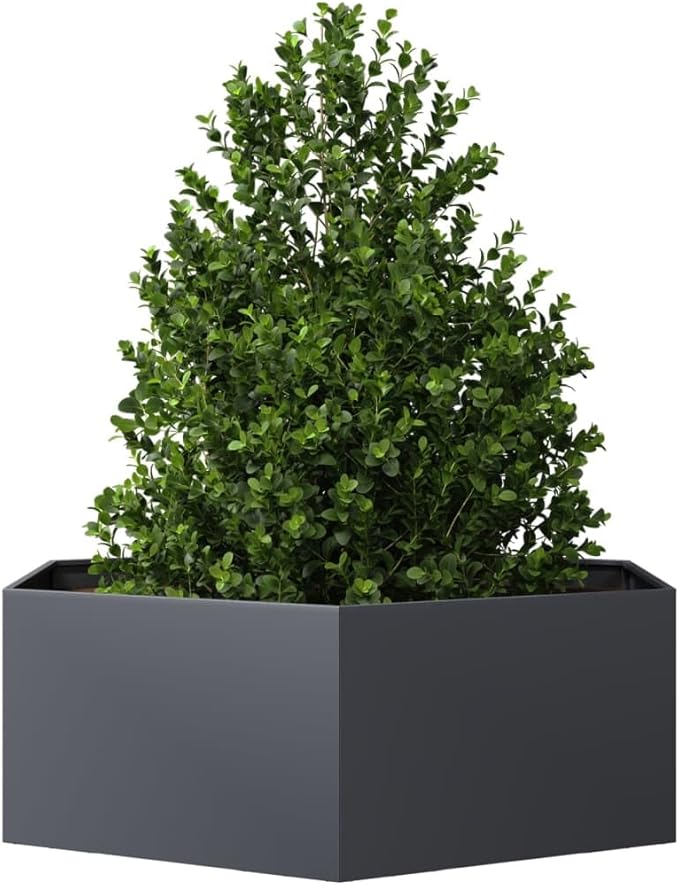 Large Anthracite Steel Hexagonal Garden Planter 47.2x54.3x17.7in Outdoor Raised Garden Bed for Flowers Herbs Durable Metal Planter Box