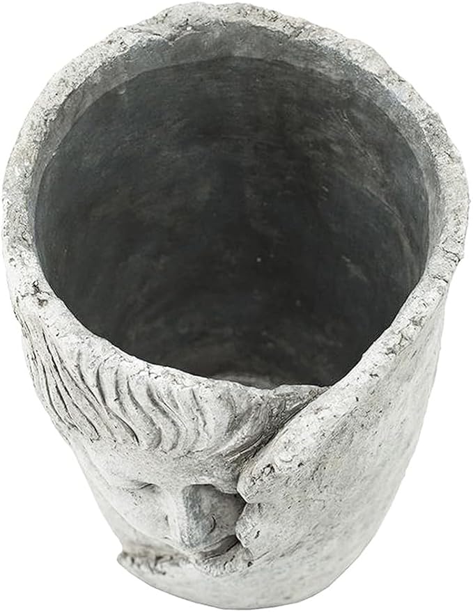 Set of 2 6.5x6x8.5 Sleep Face Accent Planter