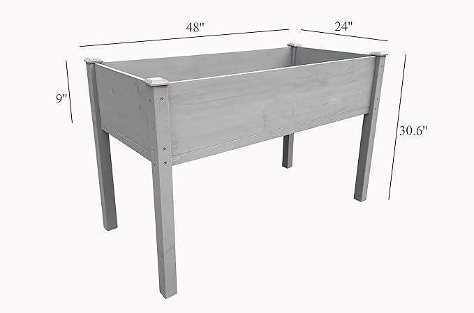 BTExpert 4ft Raised Garden Bed with Legs 48x24x30in Elevated Wood Planter Box Stand for Vegetable Flower Backyard Patio Balcony Bed Liner Outdoor - Grey 30 in Height