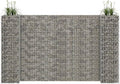 H-Shaped Large Steel Wire Gabion Planter Silver Weathered Finish Outdoor Garden Planter for Raised Bed Patio and Balcony Decor