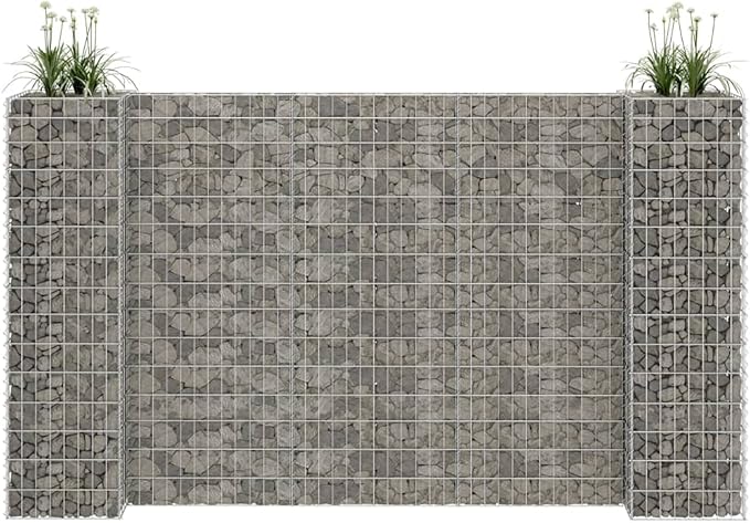 Large Outdoor Gabion Planter 102.4x102.4x59.1 in Silver Steel Wire Raised Garden Bed Weathered Metal Raised Bed for Patio Balcony and Garden