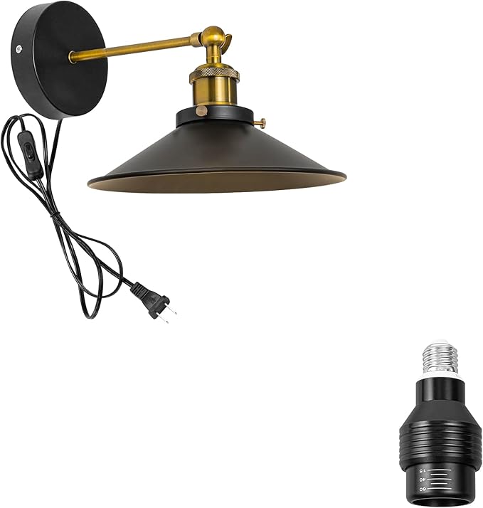 Hook Mounted Plant Light Full Spectrum 4500K 10W Adjusted Light Beam Range 15-60° Industrial Style Black Wall Lamp for Flowers Growing Indoor Plants (DZ22x6)