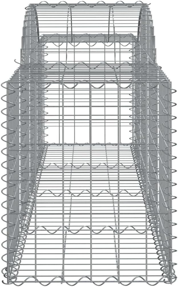 Set of 3 Galvanized Iron Gabion Basket 78.7 x 78.7 x 31.5 in Silver Raised Garden Bed Style Planter Rock Fence for Outdoor Patio Garden Retaining Wall