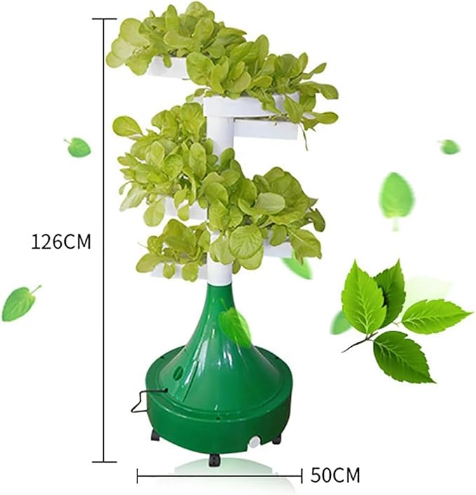 Hydroponic Tower Aquaponic Culture Rotating Tower for Interiors and Exteriors Garden 72 Pods Vertical Hydroponic Irrigation Herbs Fruits Tower
