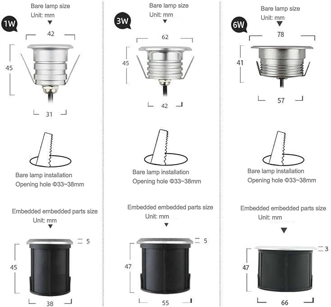 Buried Lights - Landscape Lights Outdoor Recessed Spot Light Honeycomb Anti-Glare Low Voltage 24V Outdoor Ground Lights IP67 Waterproof Courtyard Villa Buried Spotlight Garden Lighting(Yellow6W(DC
