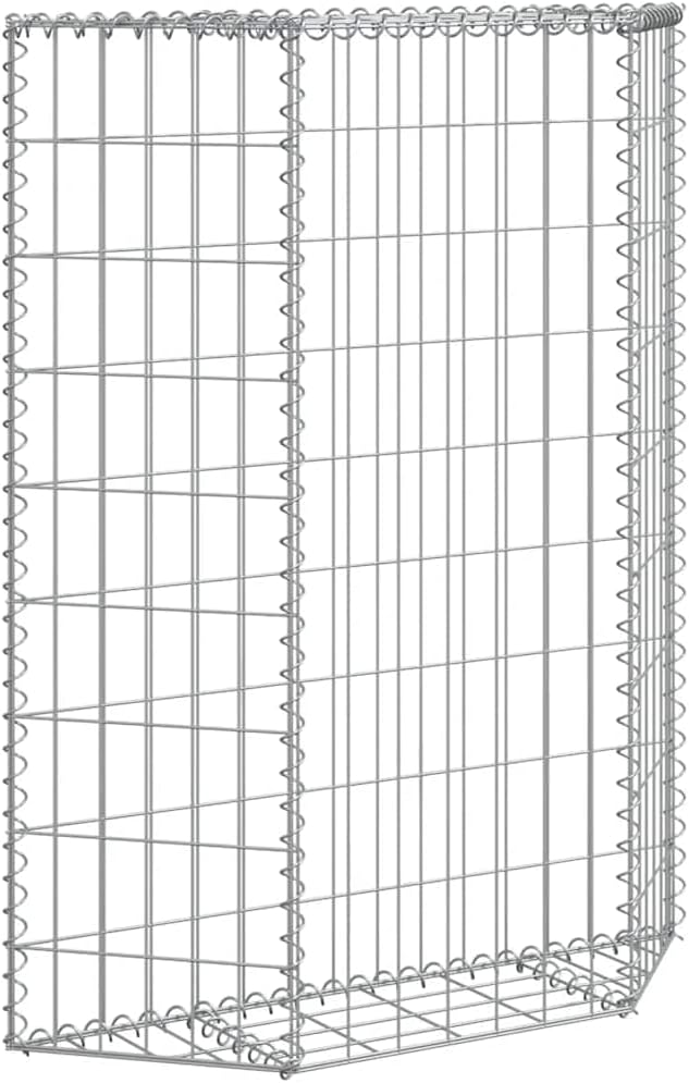 vidaXL Gabion Raised Bed - Galvanized Steel - ezium Shape - Versatile Plant Base - Ideal for Garden/Patio - Stable &amp Durable - Proof &amp Weather- - Silver - 31.5x7.9x39.4