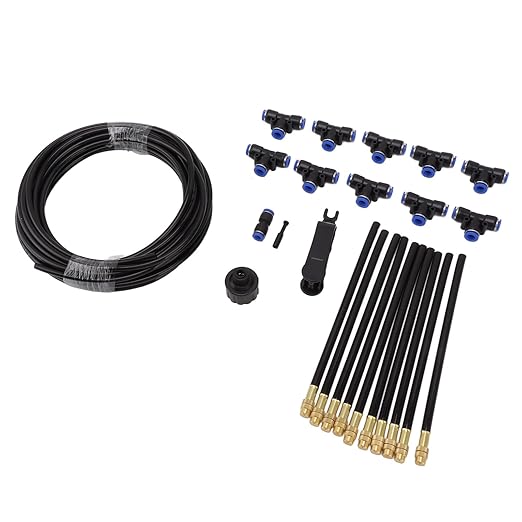 Haofy Drip Irrigation Kit with 360 Bendable Nozzle PE Tube Brass Nozzles for Garden Yard Lawn Patio Plants Flower Bed Vegetable Garden Greenhouse Use US Standard Hose Systems
