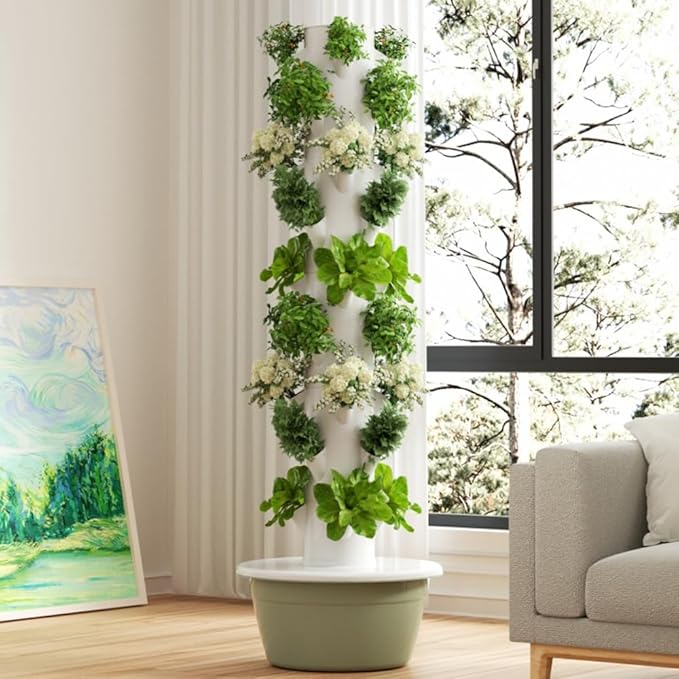 Hydroponic Growing System Aeroponic Hydroponic Tower Hydroponic Germination Kit Indoor Vertical Tower System Kit for Green Vegetables and Fruits36 Holes