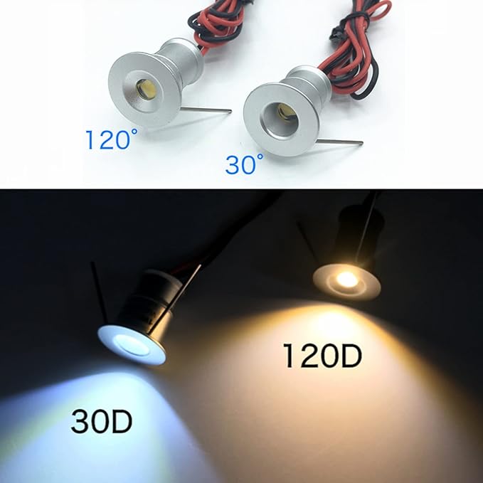 Mini Spotlight 1W Recessed Spot DC12V White Shell Lighting Angle 30° with Transformer 15Pack (Natural)