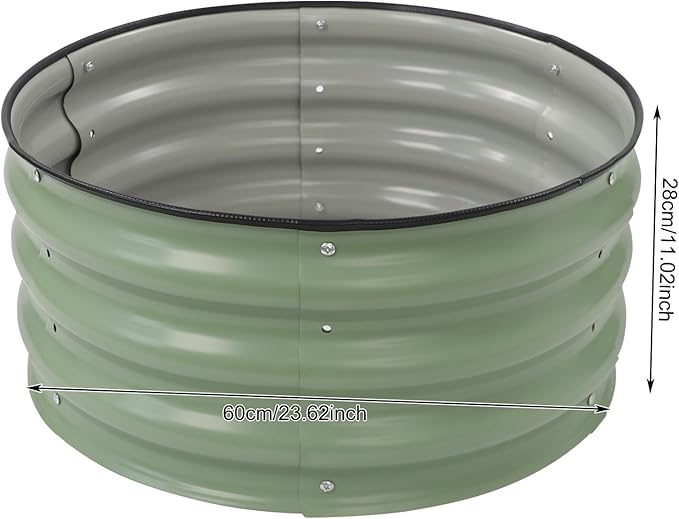 Raised Planter Box Round Metal Raised Bed Garden Bed Kit Above Ground Garden Box Round Galvanized Outdoor Planter Box for Gardening Vegetables Flowers Fruits Herbs