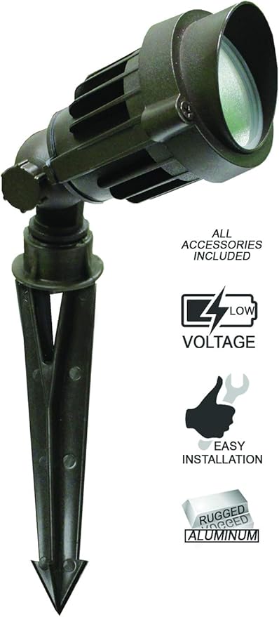 Westgate LED Low Voltage Landscape Spotlight - 12 Volt AC/DC Garden Light - Integrated LED - 400 Lumens - All Accessories Included (6 Watt 5000K Cool White)