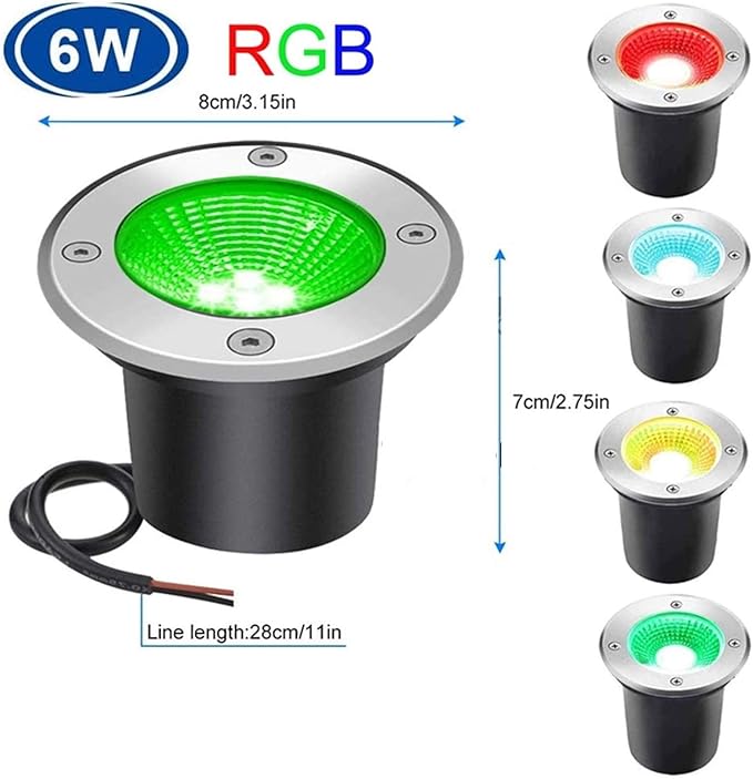 Buried LED Landscape Lights - Wireless RF Remote Control Garden Spotlight Outdoor Ground Lights Recessed 12V 24V Color(2PCS6W(12V))