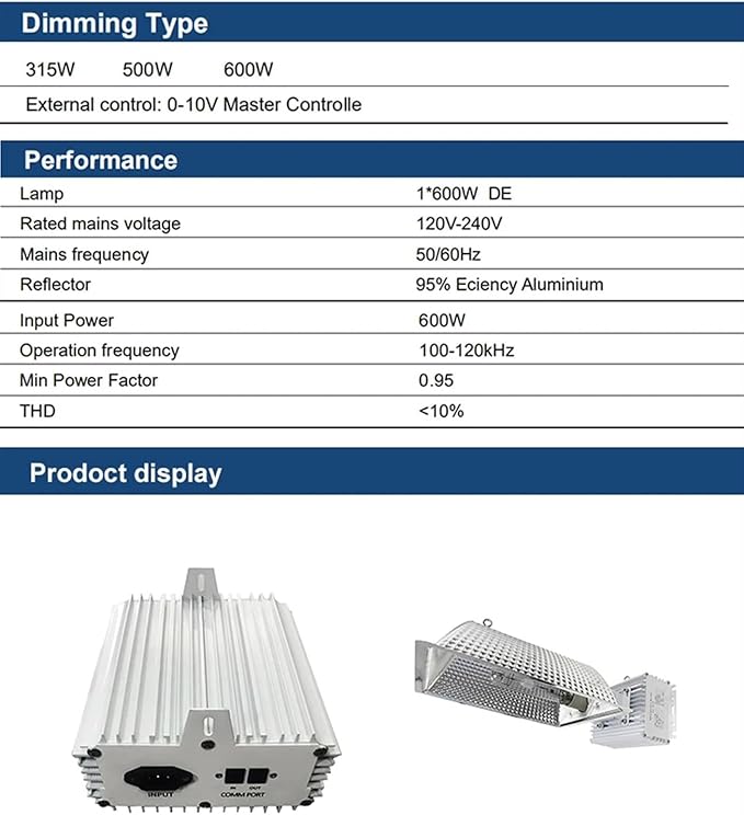 600W 1000W 600 1000W Dimmable Grow Light Digital Ballasts