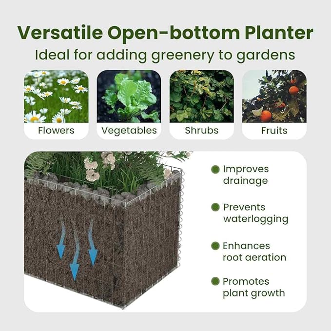 vidaXL Gabion Raised Bed Galvanised Steel 360x50x50cm Stone Basket Raised Bed