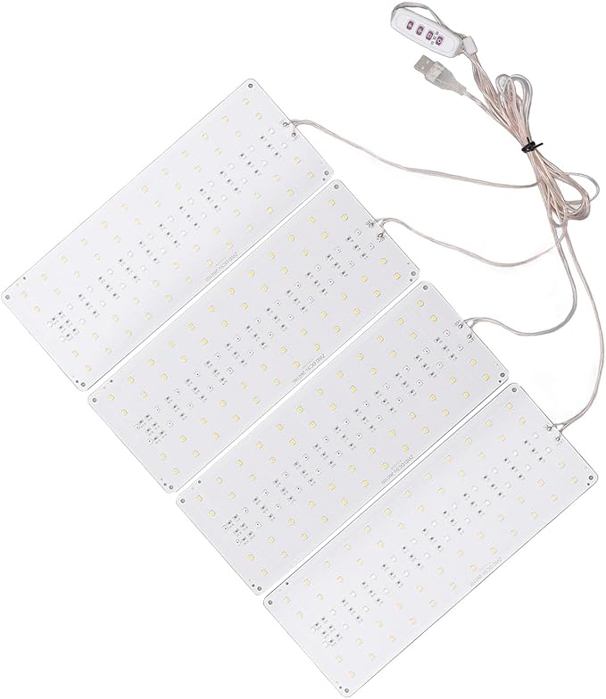 Under Cabinet Plant Grow Light Full Dimmable 10 Levels USB 5V 3 Head - Wide Coverage Memory Timing Ideal for Indoor and Succulent Growth (4 Head)
