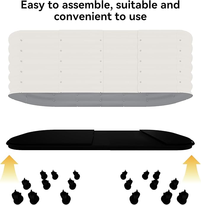 Raised Garden Bed 95x24x20in Raised Garden Beds Outdoor with Wheels 8ft Galvanized Raised Garden Bed with Water Reservoir Mobile Metal Planter Box Elevated Garden Bed Cream