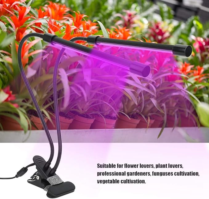 USB LED Plant Lamp for Indoor Plants | 360° Adjustable Clip Lamp with Timer | Hydroponics/Flowering/Fruiting | 18W Red &amp Blue Wavelengths 5V USB Operated