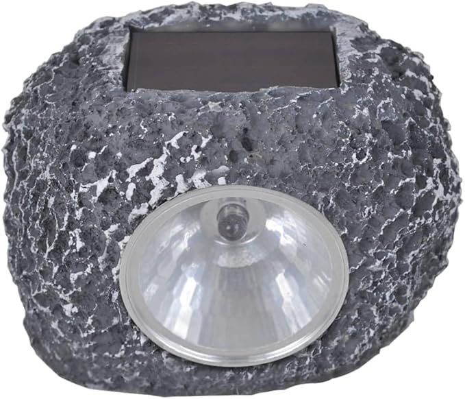 vidaXL Outdoor Solar Powered LED Spotlights Set of 12 Stone Shaped Lights for Garden Yard Pathway Lighting | Energy Efficient Durable Automatic Night Illumination Light Lamp Spotlight Wall