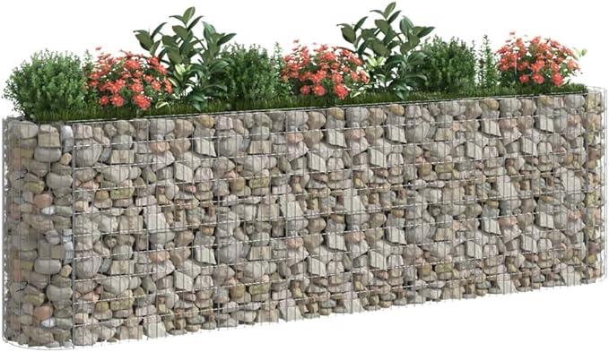 Gabion Raised Bed Gabion Cages Basket Steel Woven Gabion Net Garden Plant Above Ground Garden Boxes Outdoor Garden Galvanized Planters Metal Trough 129.9x19.7x39.4