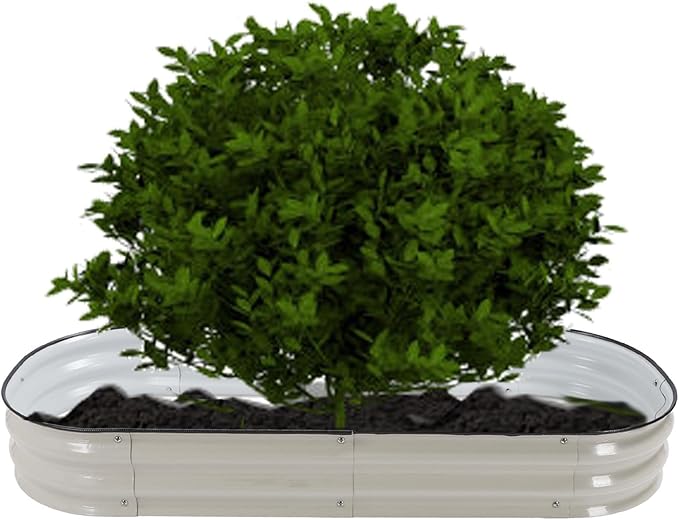 GLOGLOW Raised Garden Bed Kits Thicken DIY Garden Raised Planter Box Open Bottom Rounded Corners Easy Installation Bed for Vegetables Flower (White)
