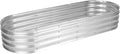 5.9 x 2 x 1 Ft Galvanized Raised Garden Bed Kit Outdoor Oval Planter Box for Vegetables Flowers Herbs Deep Rooted Silver