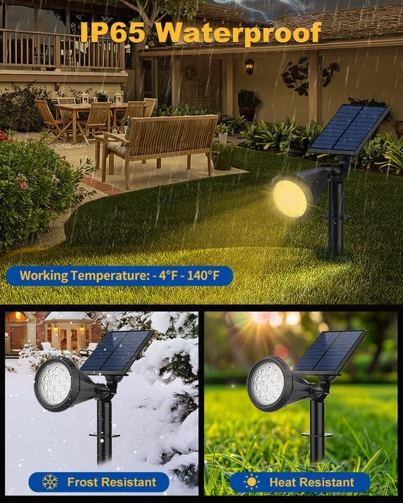 Solar Spot Lights Outdoor 8 Pack Outdoor Solar Lights for Yard 4 Lighting Mode Solar Landscape Spotlights with Auto On/Off 2-in-1 Waterproof Wall Lights for Garden Walkway (Warm White)