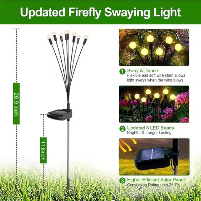 Outdoor Solar Garden Lights 8 Head LED Landscape Spotlights Waterproof Decorative Pathway Lighting for Yard &amp Patio 4 Pack