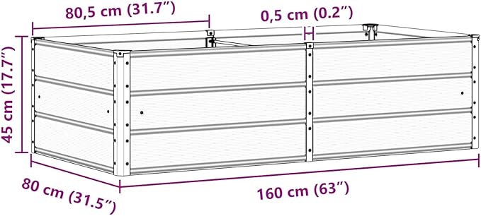 Steel Raised Planter Box 62.99 x 31.50 x 17.72 in Light Grey Large Outdoor Elevated Garden Bed for Patio Balcony Deck