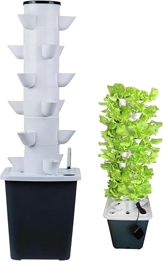 Garden Hydroponic Cultivation System 15/20/25/30 Capsules Hydroponic Tower Cultivation Kit Aquaponic Planting System with Moisturizing Pump Adapter Network Packages