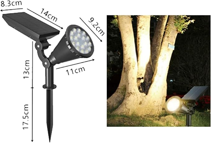 18led WhiteSolar Color Changing Spot Lights Outdoor Waterproof 2 Pack Multicolor Landscape Spotlights 180° Solar Powered Lights Height Adjustable for Courtyards Balconies Gardens