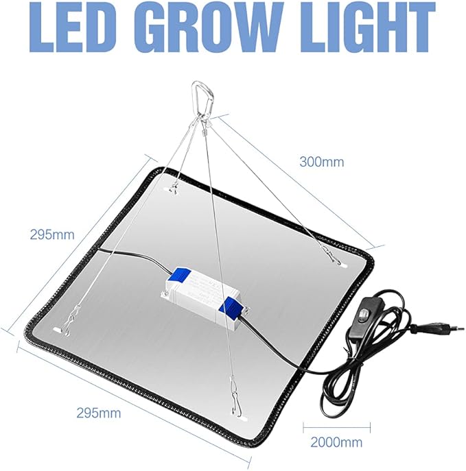 4PCS 1000W Plant Growing Light 225Leds Fill Light Ultra-Thin Panel for Indoor Plants Full Spectrum for Seedlings &amp Flowering &amp Succulents Fixed-Intensity Growth Lamps with US Plug and Mountin