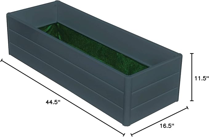 Nuvue Products Terrace Garden Box 44.5 L x 16.5 W x 11.5 H Polymer with Woodgrain Texture Dark Gray