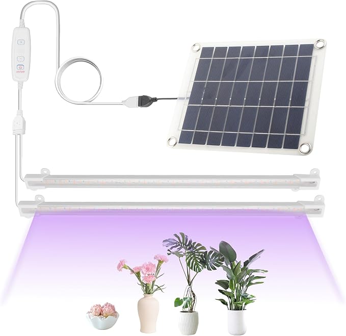 Pilipane Solar Grow Lights for Outdoor Plants Adjust Gooseneck Grow Light for Indoor Plants Solar Plant Grow Light for Indoor Garden Balcony Greenhouse Herbs Vegetables Flowers Potted (20W)