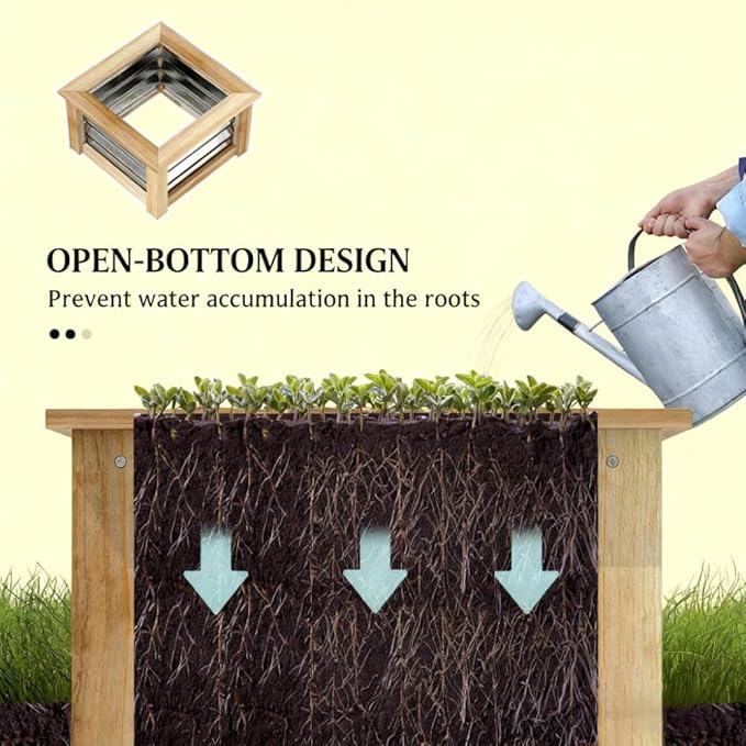 Galvanized Planter Box Elevated Garden BedWooden Raised Garden Bed with Trellisfor GardenPatio