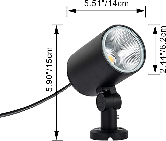 Kiven IP65 Waterproof LED Landscape Up Down Light LED Decorative Spotlight Lamp with Plug-in Cord and Timer for Indoor Outdoor Yard Step Statue LED Lawn Light(5W Cool White)