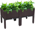 Vasitelan Raised Garden Bed with Legs Elevated Plastic Planter Box for Outdoor Plants Flowers Vegetables and Herbs (Brown)
