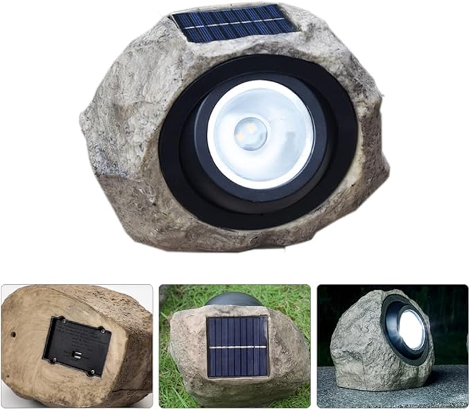 Stone Solar Lamp LED Solar Resin Lantern Lawn Light Rock Spotlight Waterproof Simulation Stone Lamp for Garden Outdoor