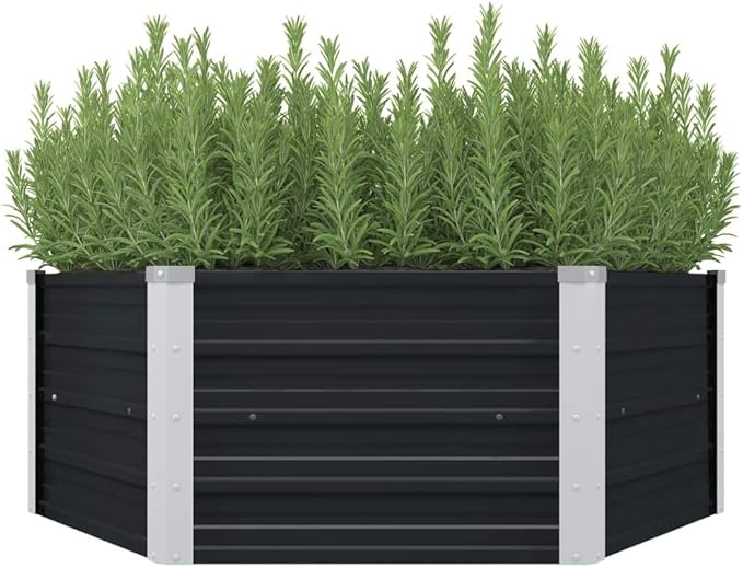 Raised Garden Bed Anthracite 50.8x50.8x17.7 Galvanized Steel