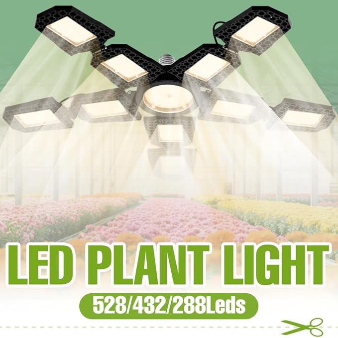 2Pcs 500W LED Deformable Plant Light E27/ E26 Indoor Vegetables Planting Lights 110V Greenhouse Tent Hydroponic Adjustable Panels Cultivation Lamps UV/IR Succulent Cactus Moss Bonsai Potted Lighting