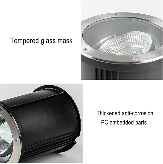 LED Landscape Lights - Outdoor Buried Lights Embedded Adjustable Angle Ground Lights IP67 Waterproof 30° Polarized COB Spotlight Garden Courtyard Decorate FlGreen-3W