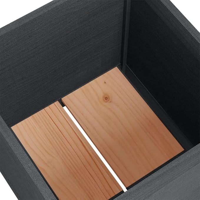 Gray Solid Wood Pine Garden Planter Boxes - 2 pcs Large Outdoor Flower Plant Growing Pot for Gardening &amp Vegetable Planting