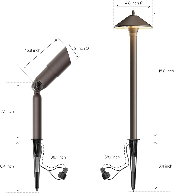 GOODSMANN Landscape Light 10 Pack Pro Light Set Waterproof Low Voltage Lighting Halogen Bulb (Pathway Light&ampSpotlight&ampPower Pack&ampCable Wire)