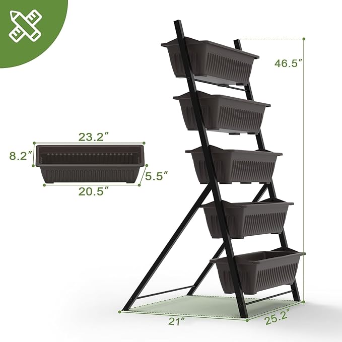 TOREVSIOR 5-Tier Vertical Raised Garden Bed Vertical Garden Planter with Water Drainage Elevated Garden Bed for Vegetables Flowers Herbs Indoor Outdoor