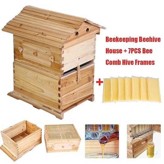 Continuous Flow Honeycomb Kit with Observation Window and Honey Extraction Port Integrated Honey Collection System Beehive-Style Box with 7 Honeycomb Cells Suitable for Beginners and Experts